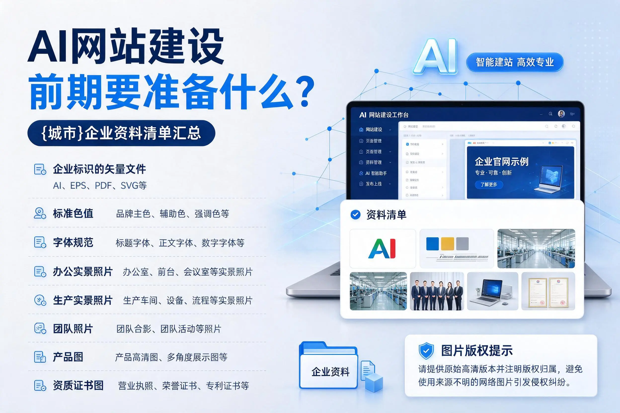 AI网站建设前期要准备什么?昭通企业资料清单汇总